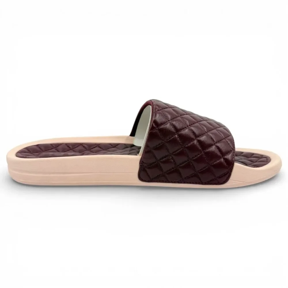 NEW APL Men's Nappa Leather Lusso Luxury Slide Burgundy/Creme Size 11
